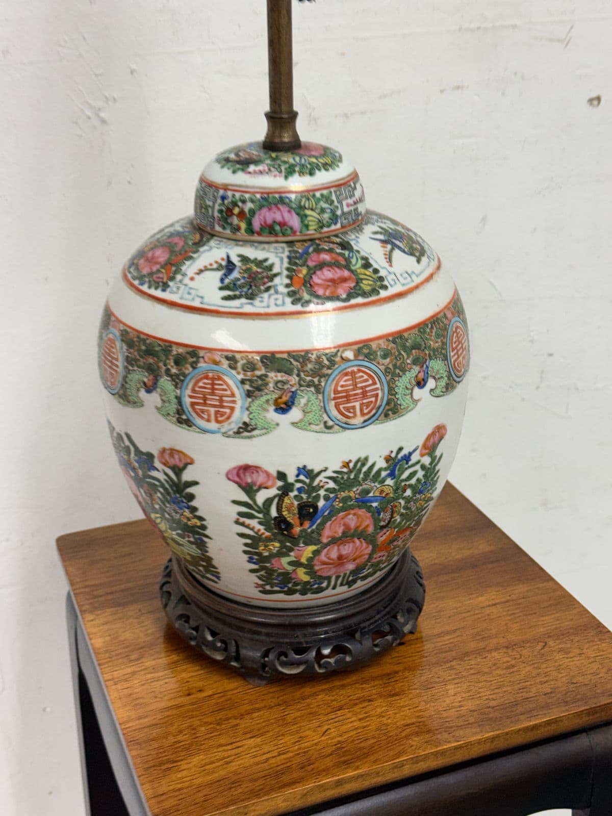 Vintage Famille Verte Porcelain Table Lamp - Thumbnail 3