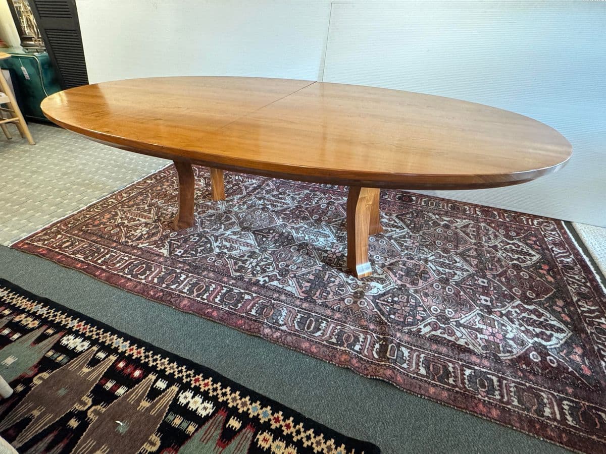 Custom Design Solid Walnut Oval Extension Dining Table - Thumbnail 5