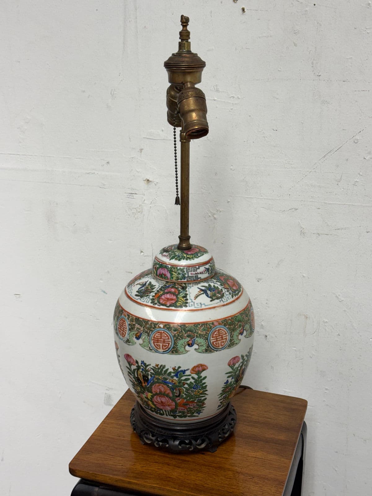Vintage Famille Verte Porcelain Table Lamp - Thumbnail 5