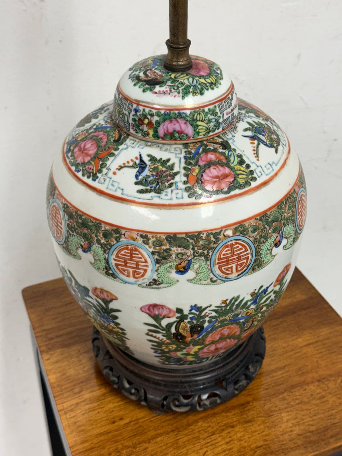 Vintage Famille Verte Porcelain Table Lamp - Thumbnail 6