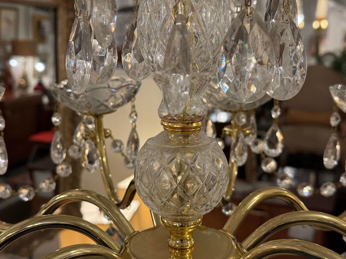 Vintage Brass + Crystal Chandelier - Thumbnail 9
