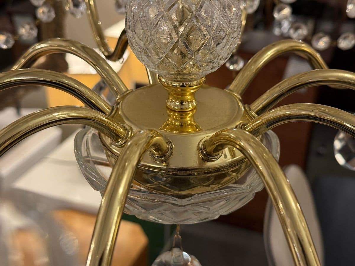 Vintage Brass + Crystal Chandelier - Thumbnail 10