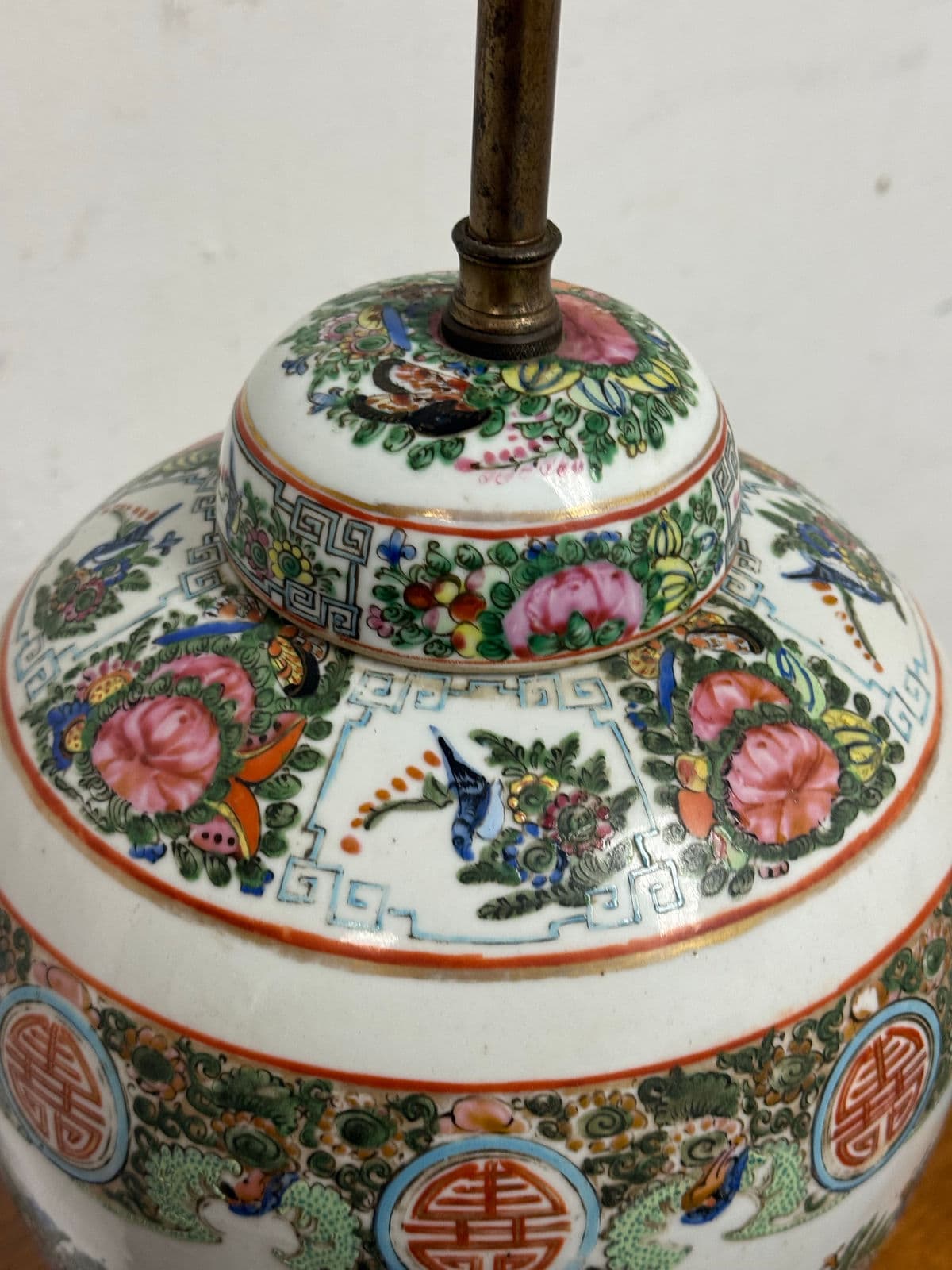 Vintage Famille Verte Porcelain Table Lamp - Thumbnail 8