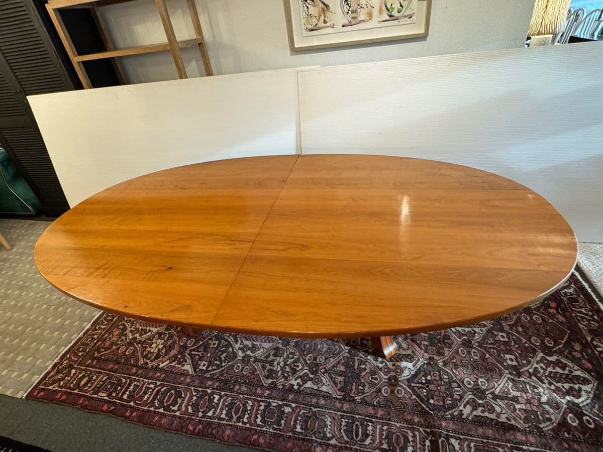 Custom Design Solid Walnut Oval Extension Dining Table - Thumbnail 3