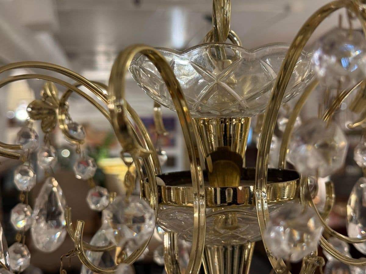 Vintage Brass + Crystal Chandelier - Thumbnail 7