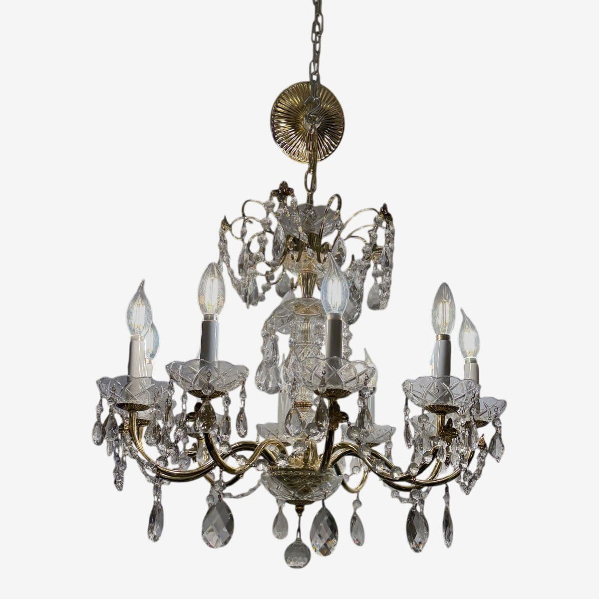 Vintage Brass + Crystal Chandelier - Image 1
