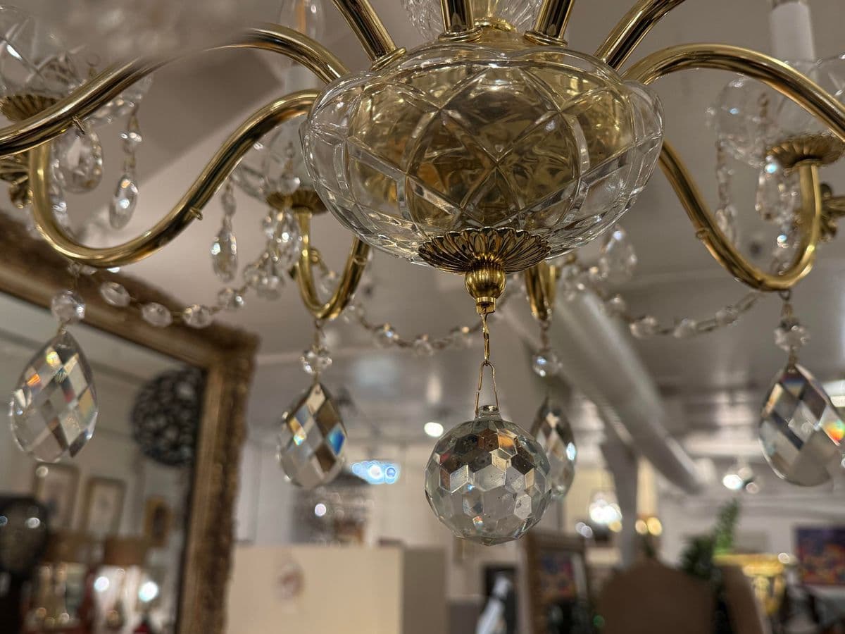Vintage Brass + Crystal Chandelier - Thumbnail 12
