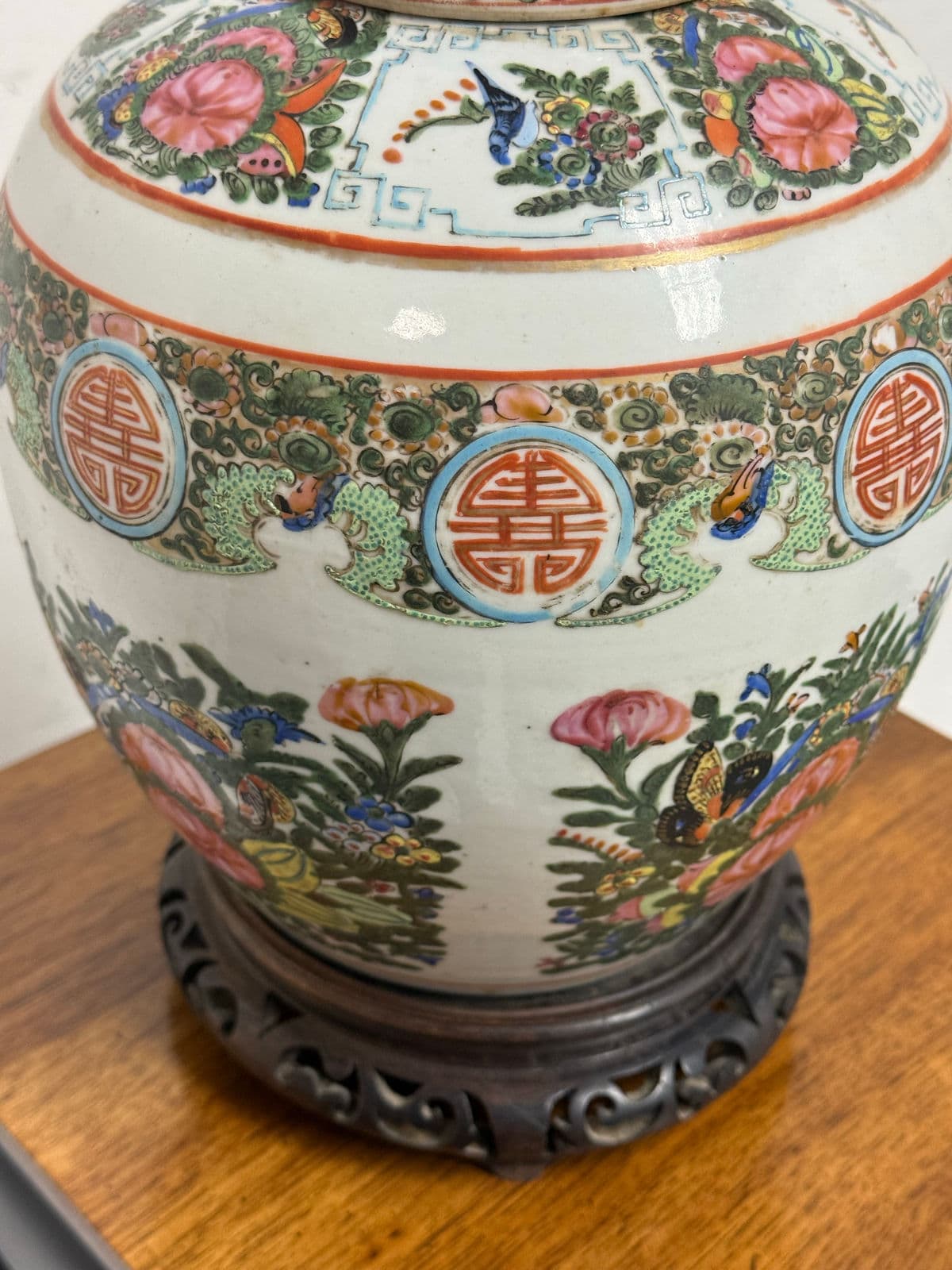 Vintage Famille Verte Porcelain Table Lamp - Thumbnail 13