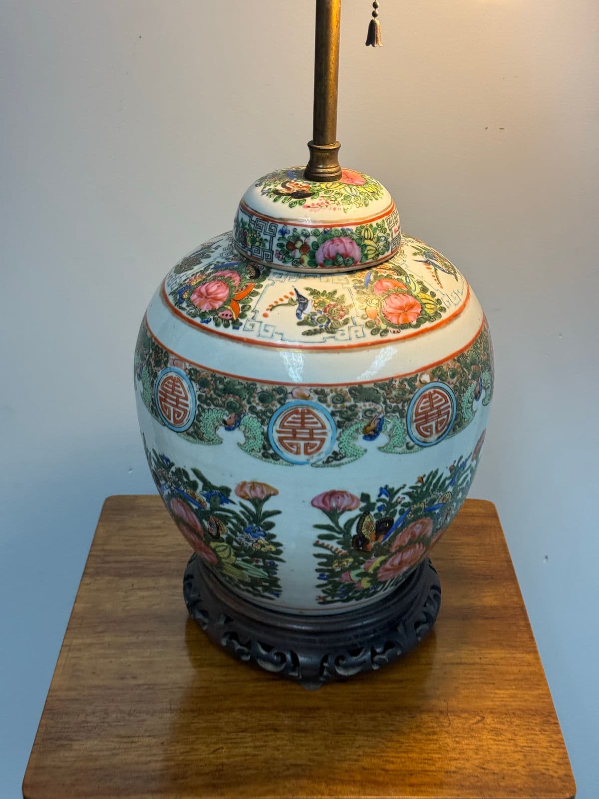 Vintage Famille Verte Porcelain Table Lamp - Thumbnail 11