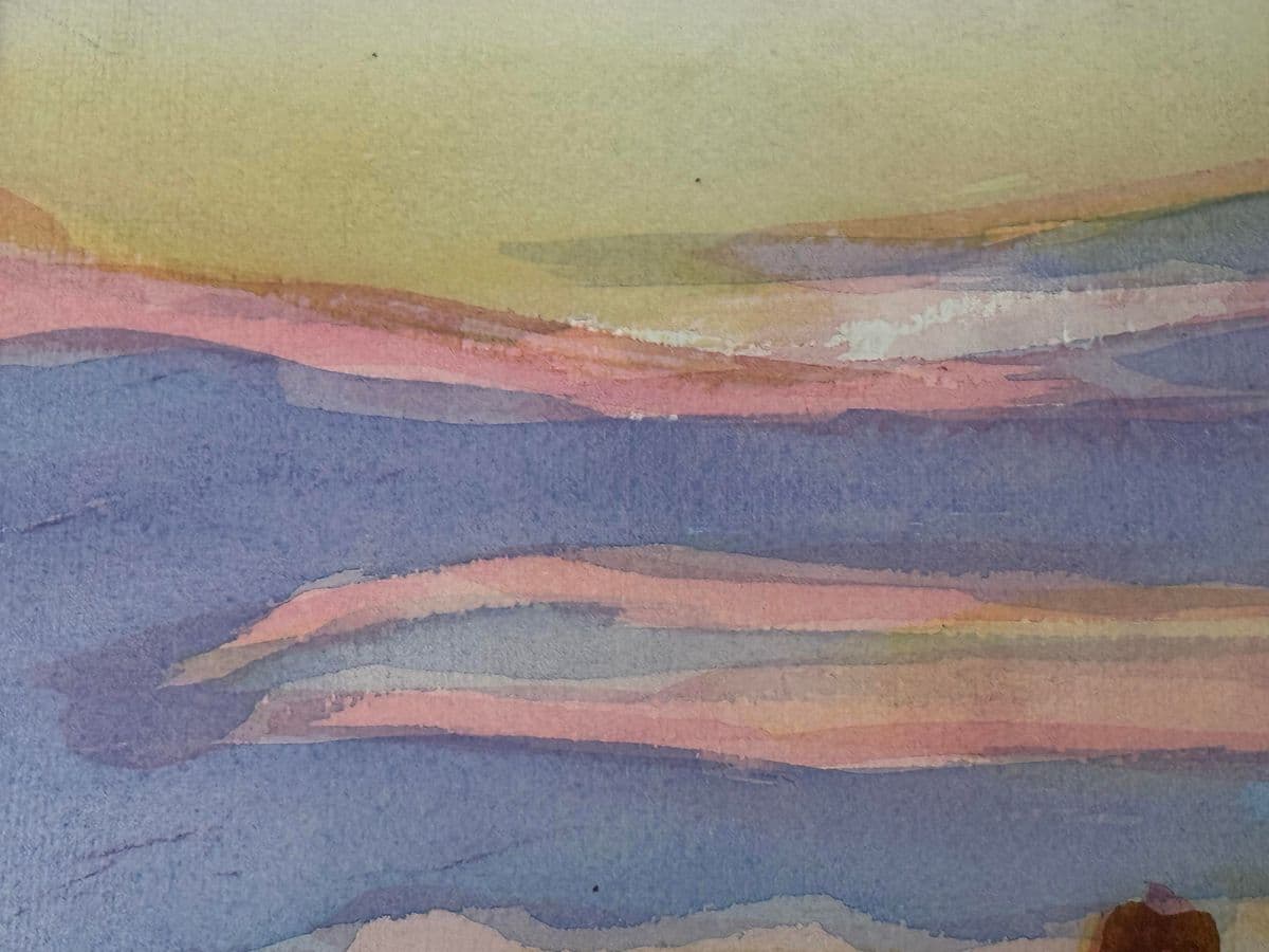 Post Impressionistic Original Watercolor Art Work, Framed - Thumbnail 5