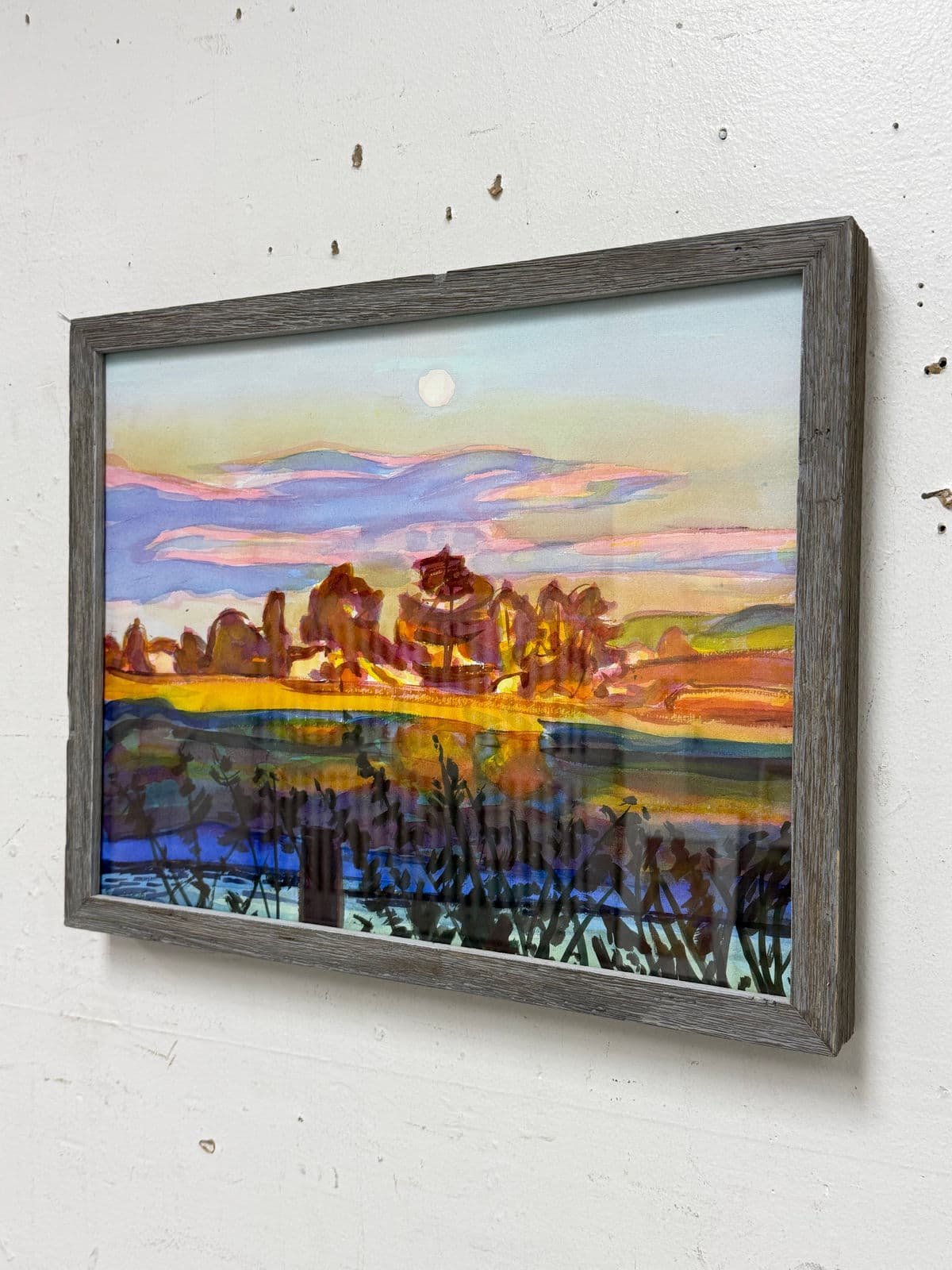 Post Impressionistic Original Watercolor Art Work, Framed - Thumbnail 3