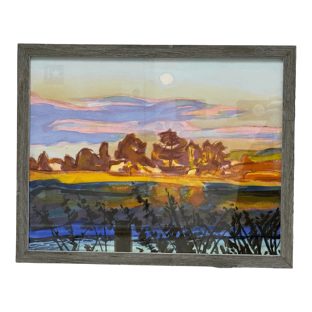 Post Impressionistic Original Watercolor Art Work, Framed - Thumbnail 2