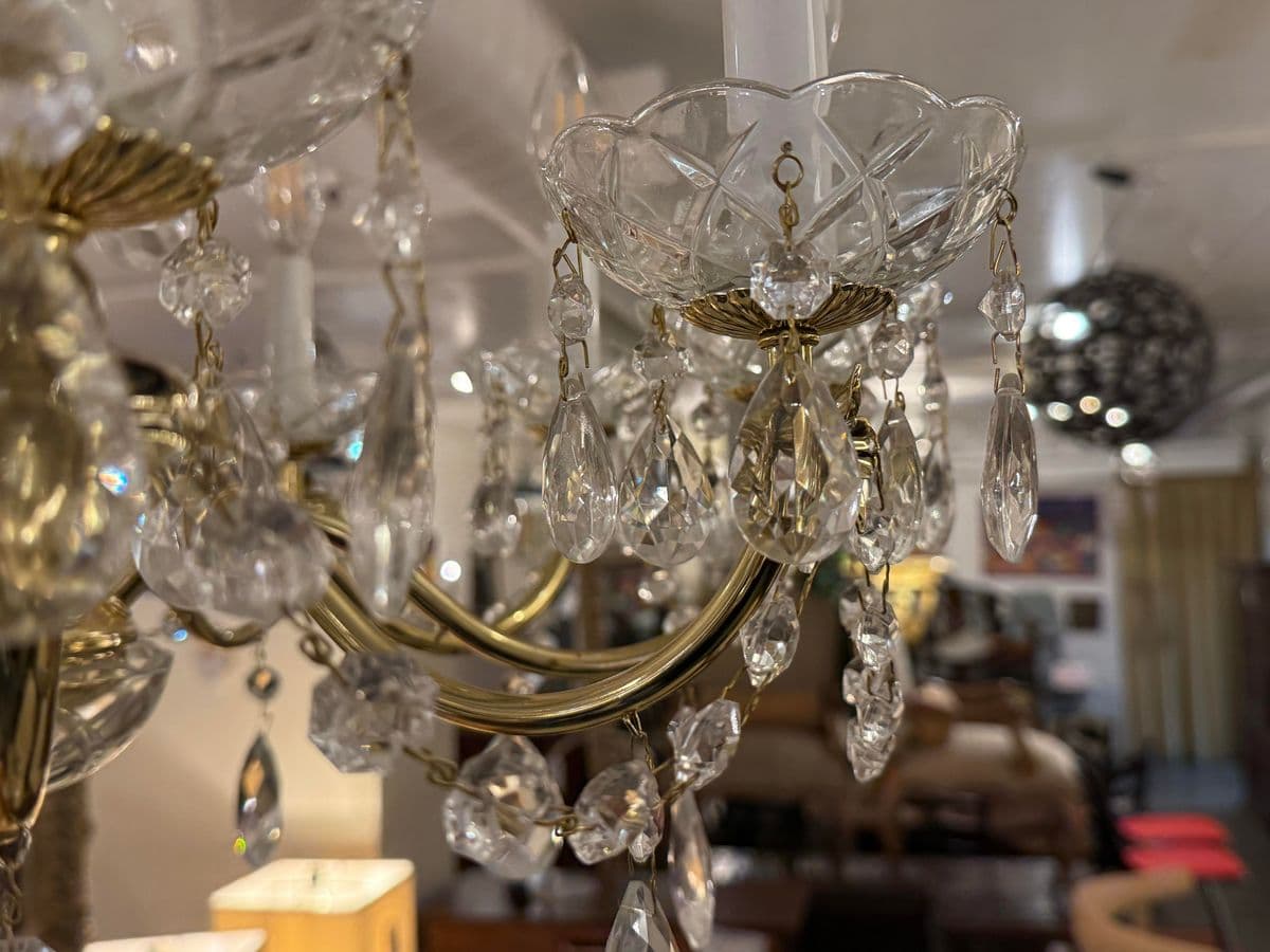 Vintage Brass + Crystal Chandelier - Thumbnail 11