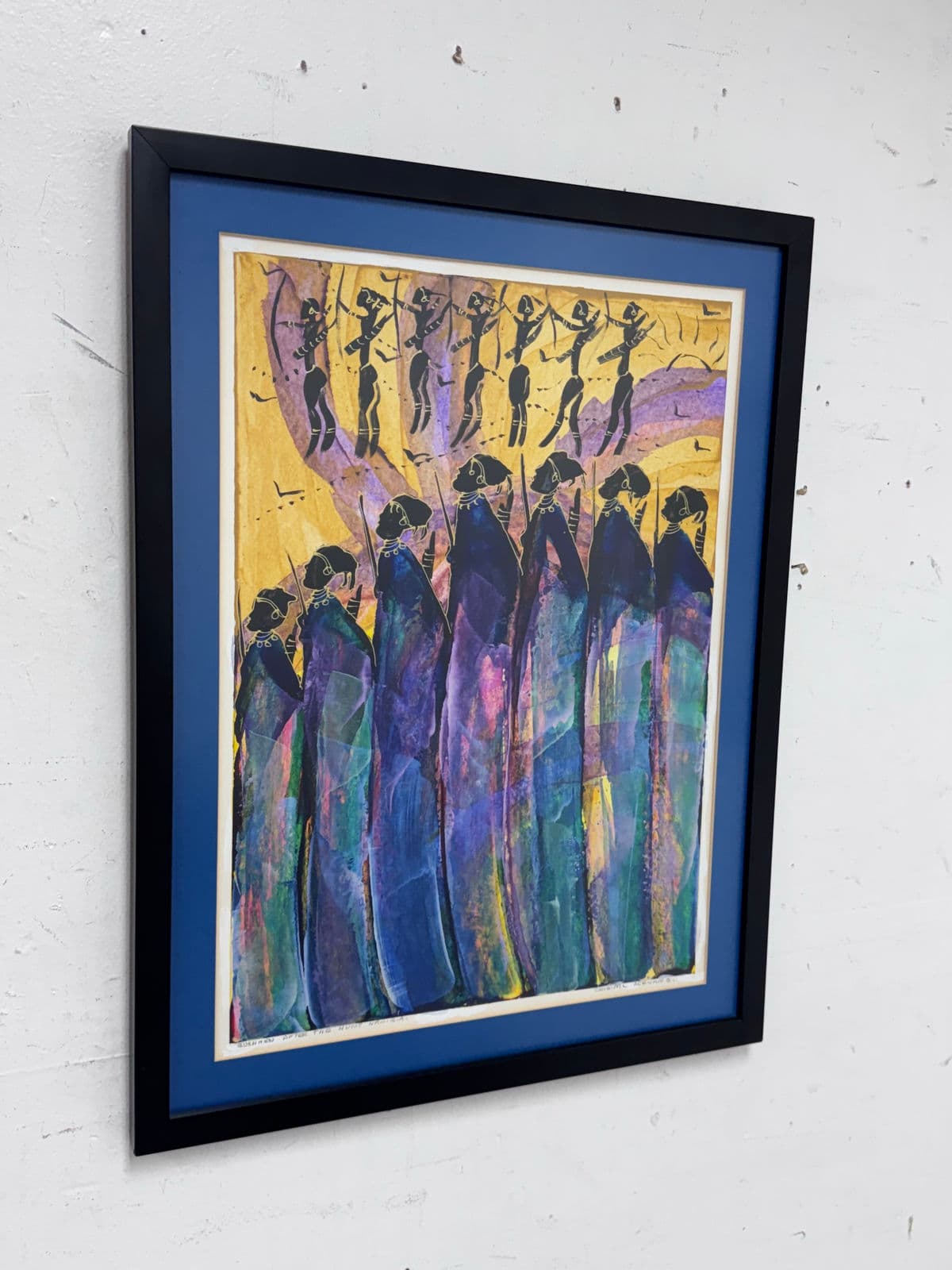 David N'lala of Namibia Modernist Expressionism Acrylics on Paper, Framed - Thumbnail 5