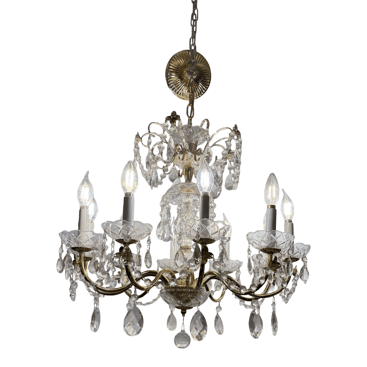 Vintage Brass + Crystal Chandelier - Thumbnail 2