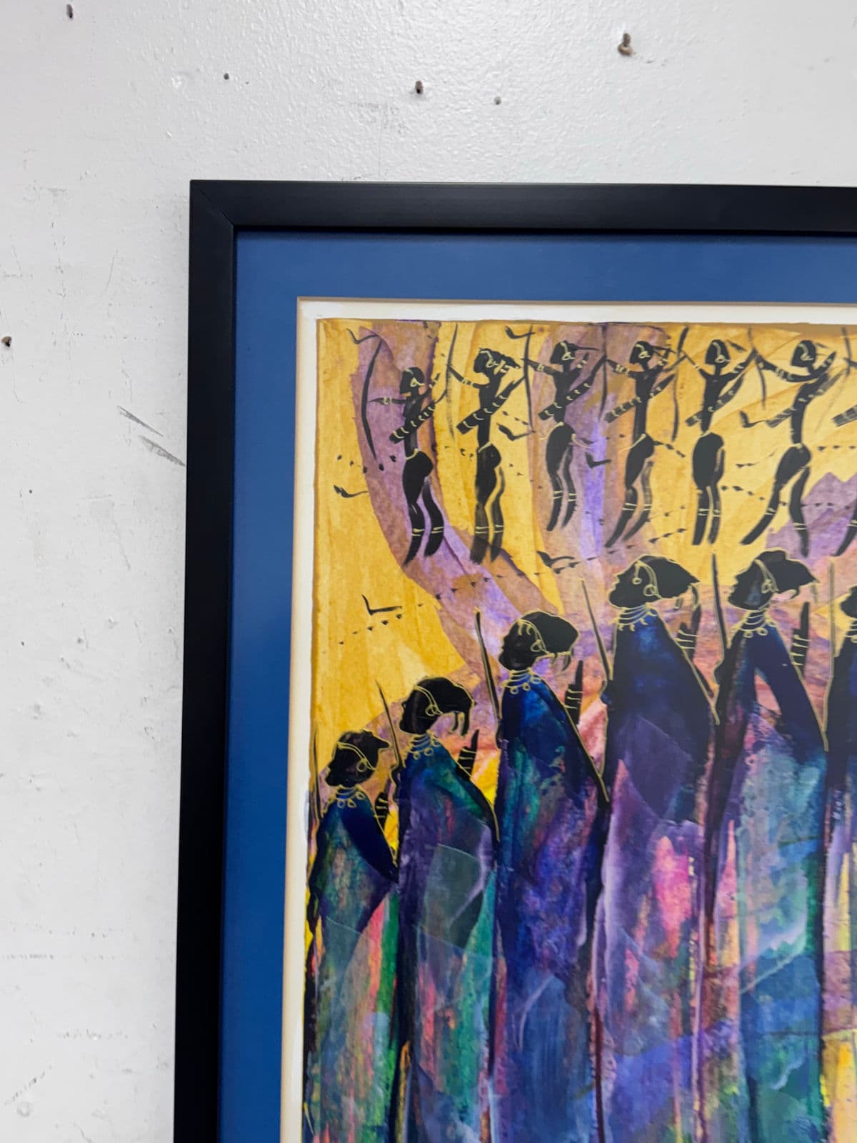 David N'lala of Namibia Modernist Expressionism Acrylics on Paper, Framed - Thumbnail 4