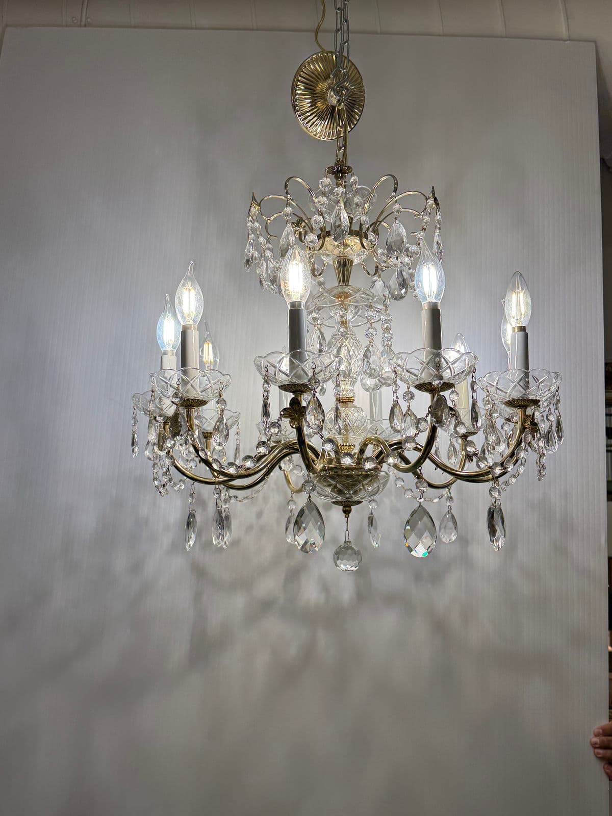 Vintage Brass + Crystal Chandelier - Thumbnail 15