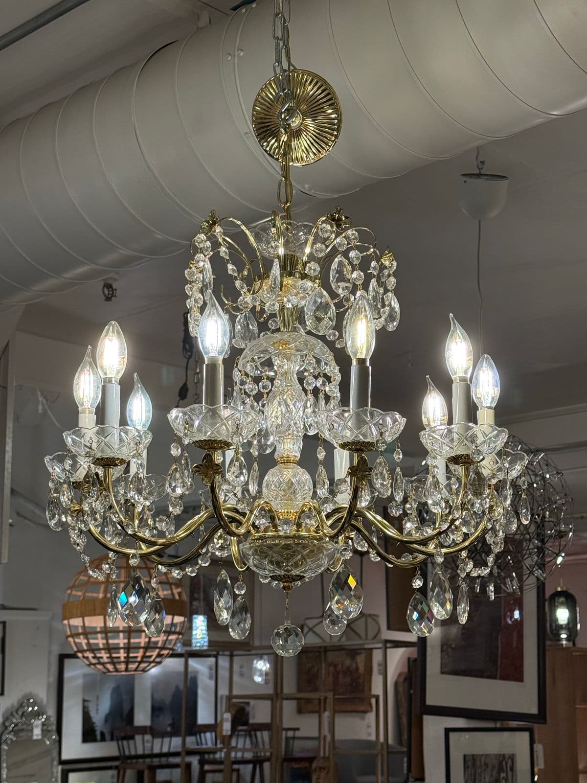 Vintage Brass + Crystal Chandelier - Thumbnail 4