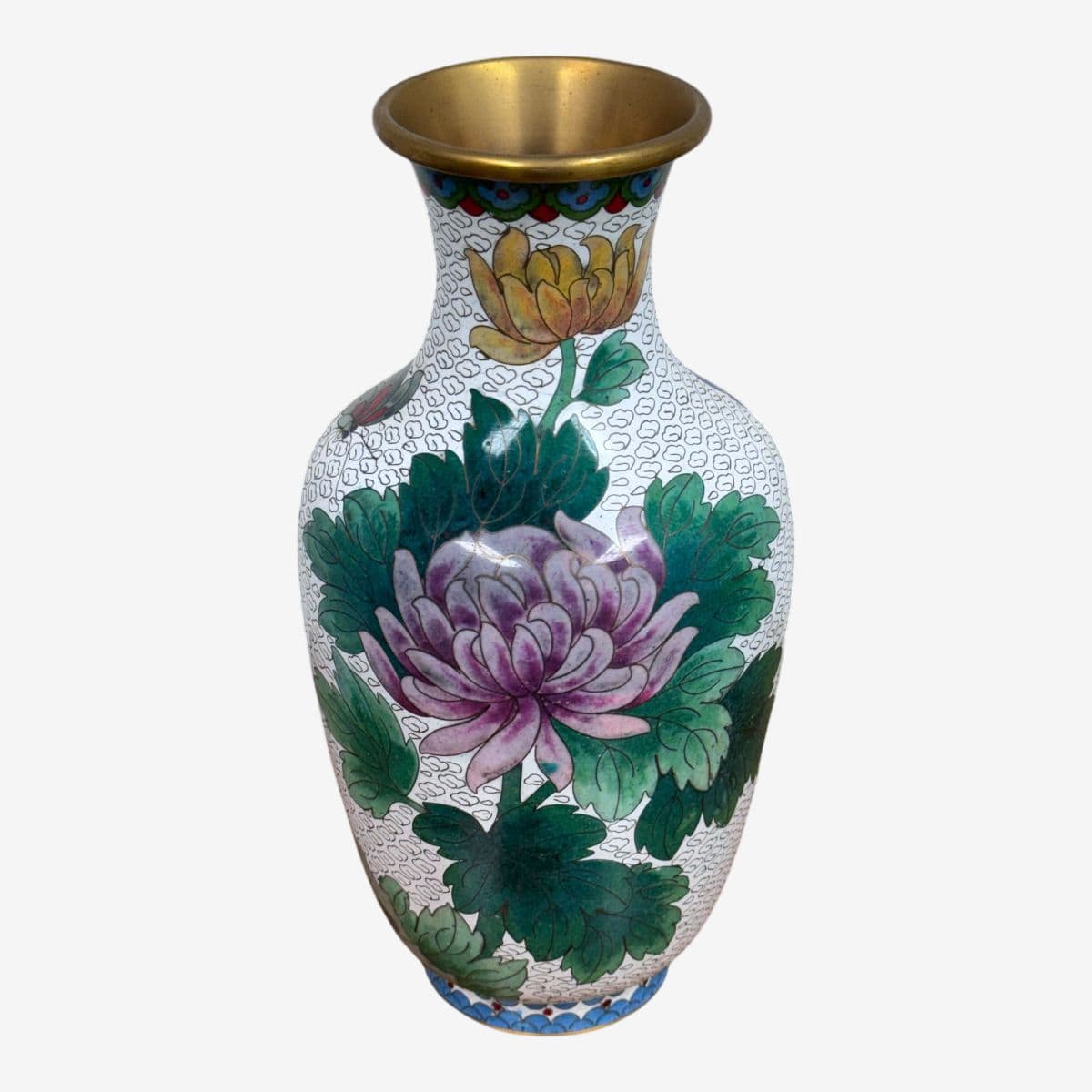 Chinese Enamel Cloisonné Vase With Flowers - Image 1