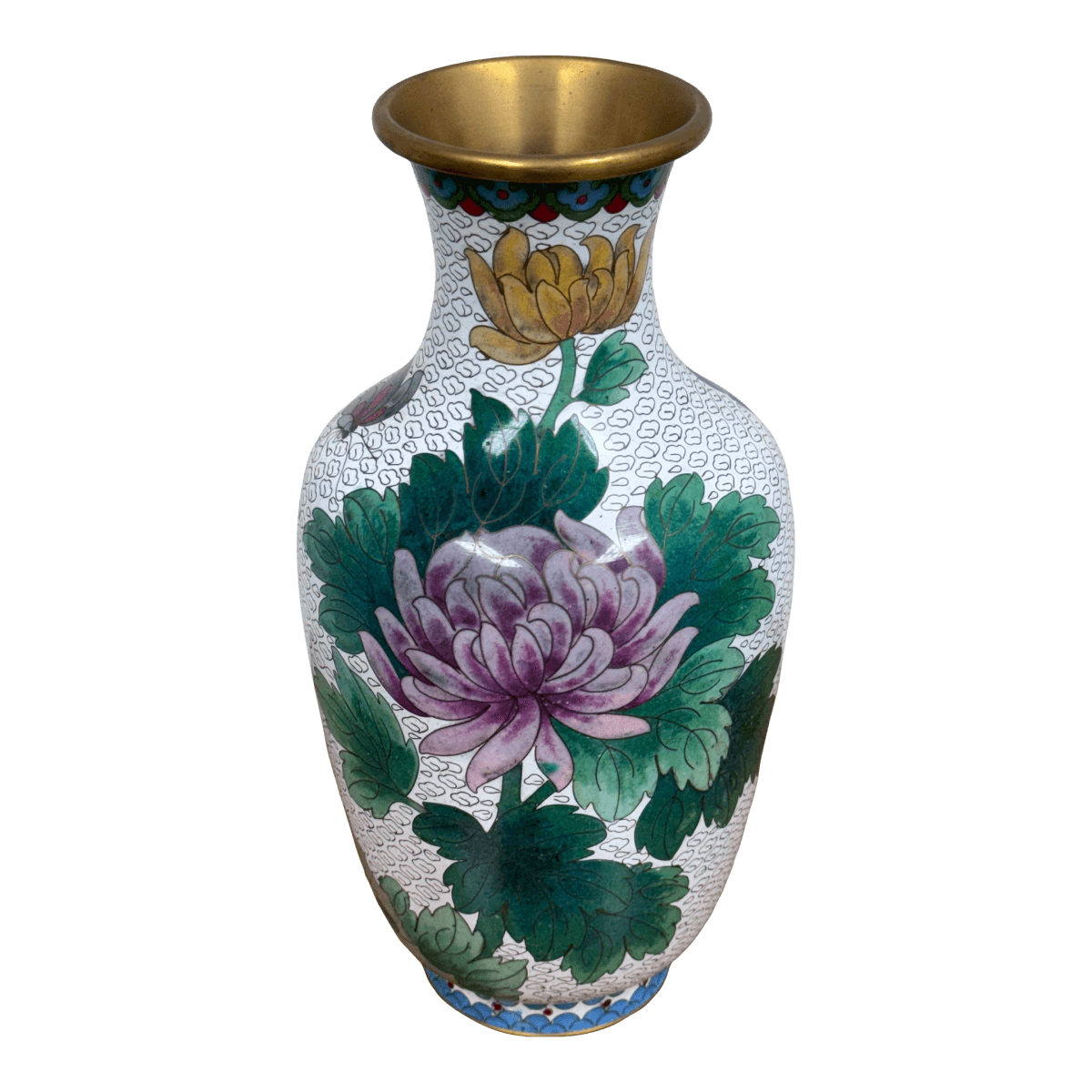 Chinese Enamel Cloisonné Vase With Flowers - Thumbnail 2