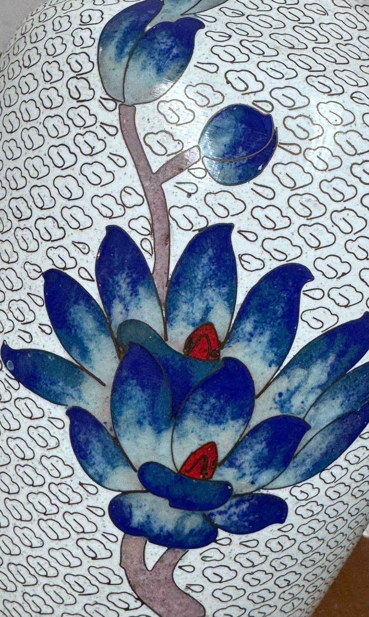 Chinese Enamel Cloisonné Vase With Flowers - Thumbnail 11