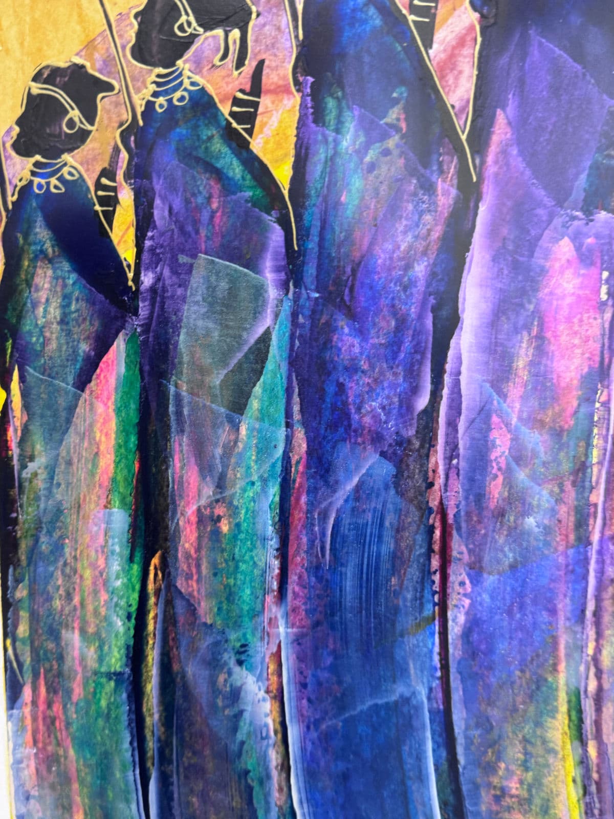 David N'lala of Namibia Modernist Expressionism Acrylics on Paper, Framed - Thumbnail 9