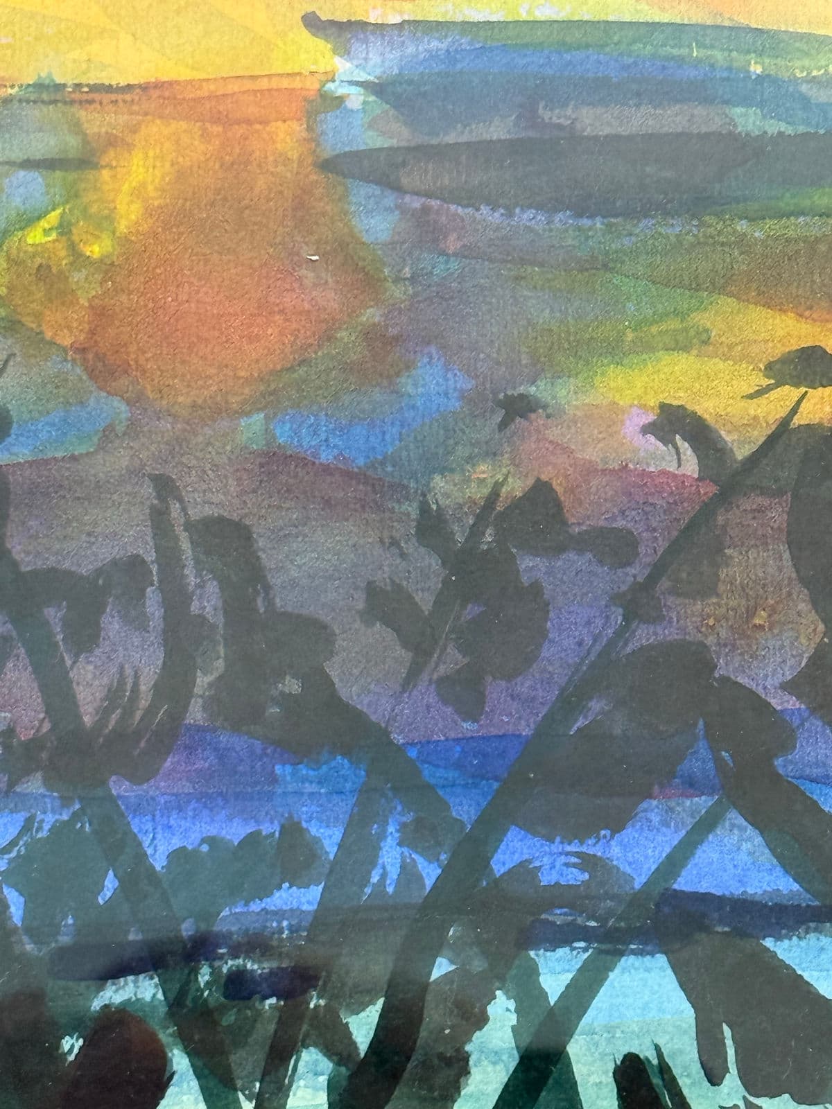 Post Impressionistic Original Watercolor Art Work, Framed - Thumbnail 8