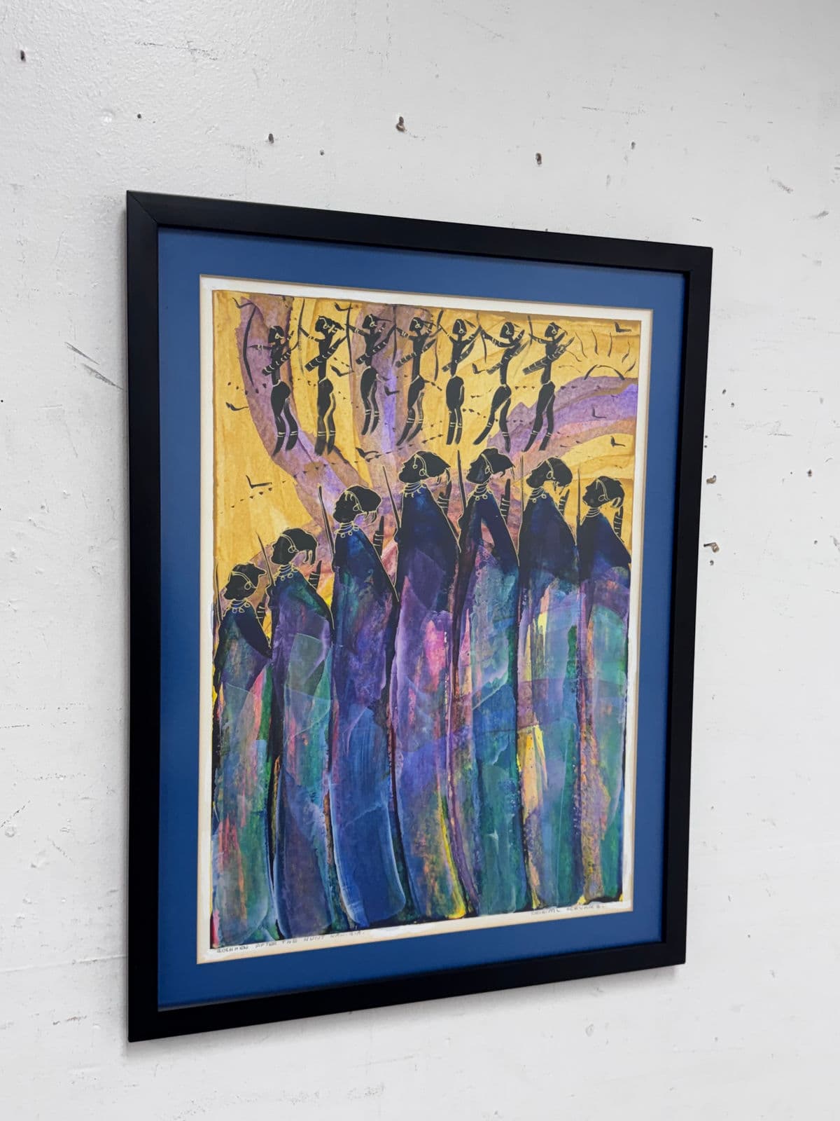 David N'lala of Namibia Modernist Expressionism Acrylics on Paper, Framed - Thumbnail 6