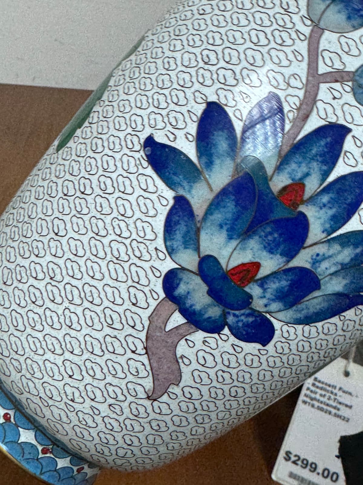 Chinese Enamel Cloisonné Vase With Flowers - Thumbnail 7