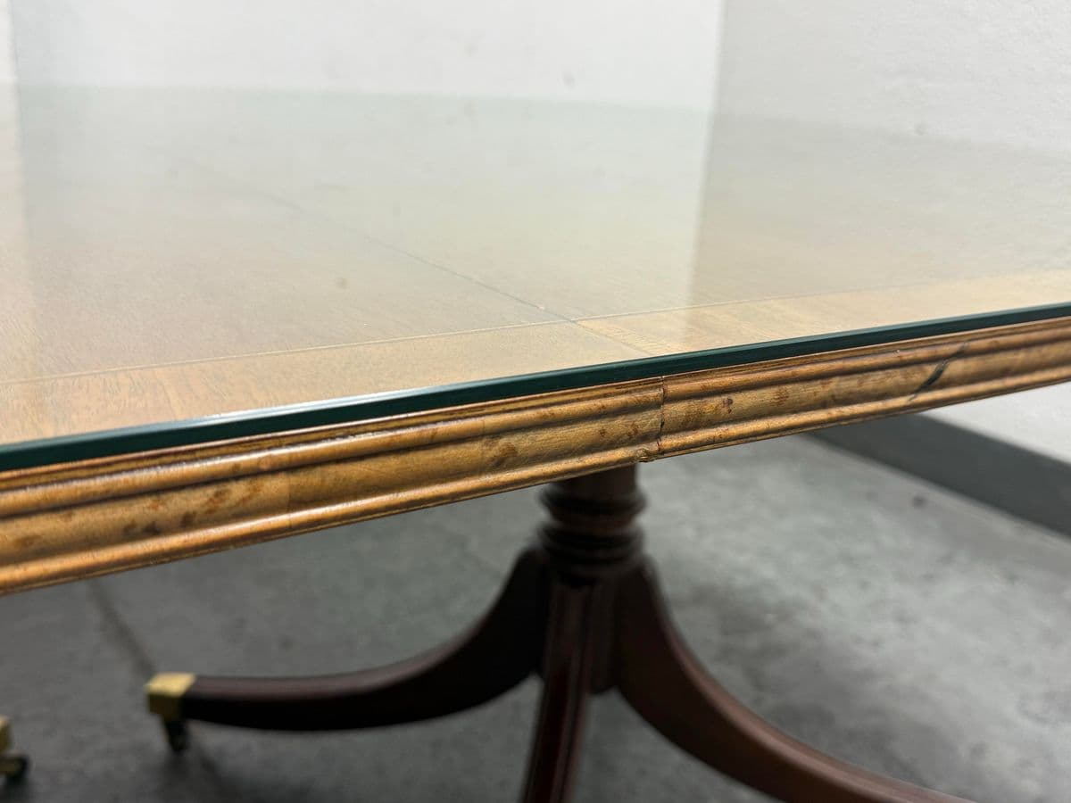 Georgian Satinwood + Mahogany Double Pedestal Dining Table - Thumbnail 9