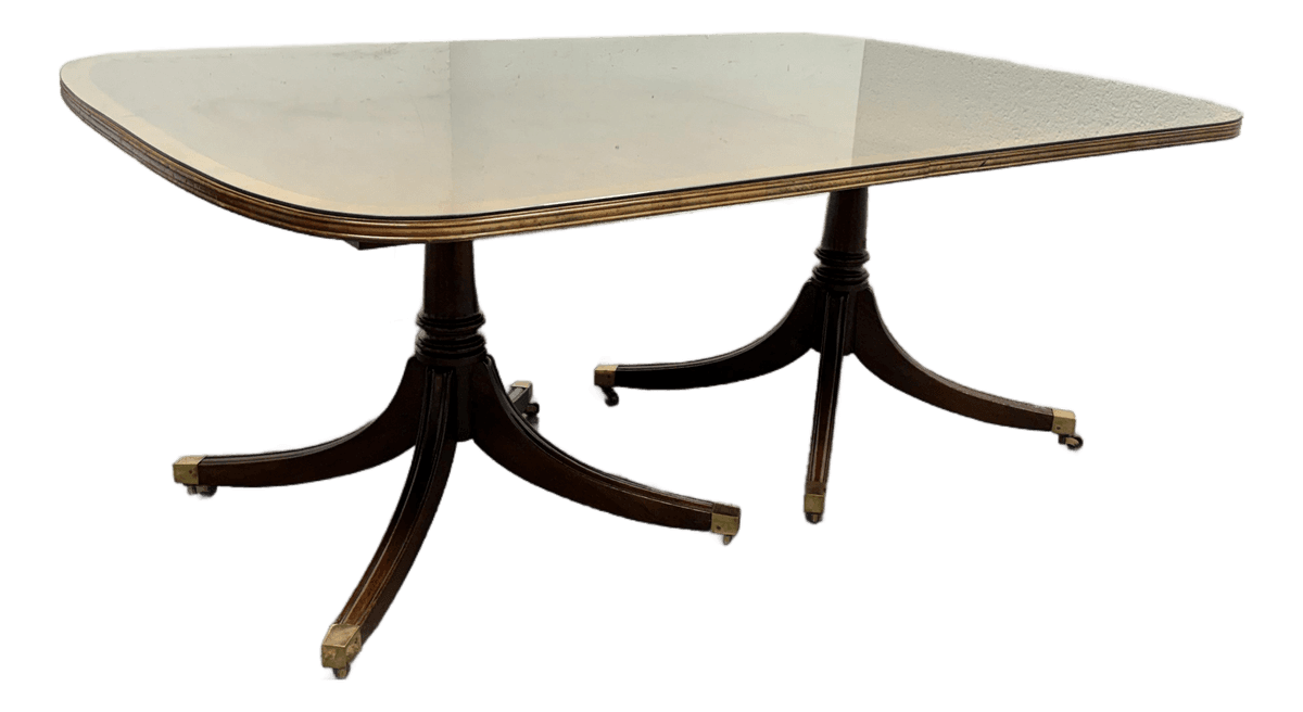 Georgian Satinwood + Mahogany Double Pedestal Dining Table - Thumbnail 2