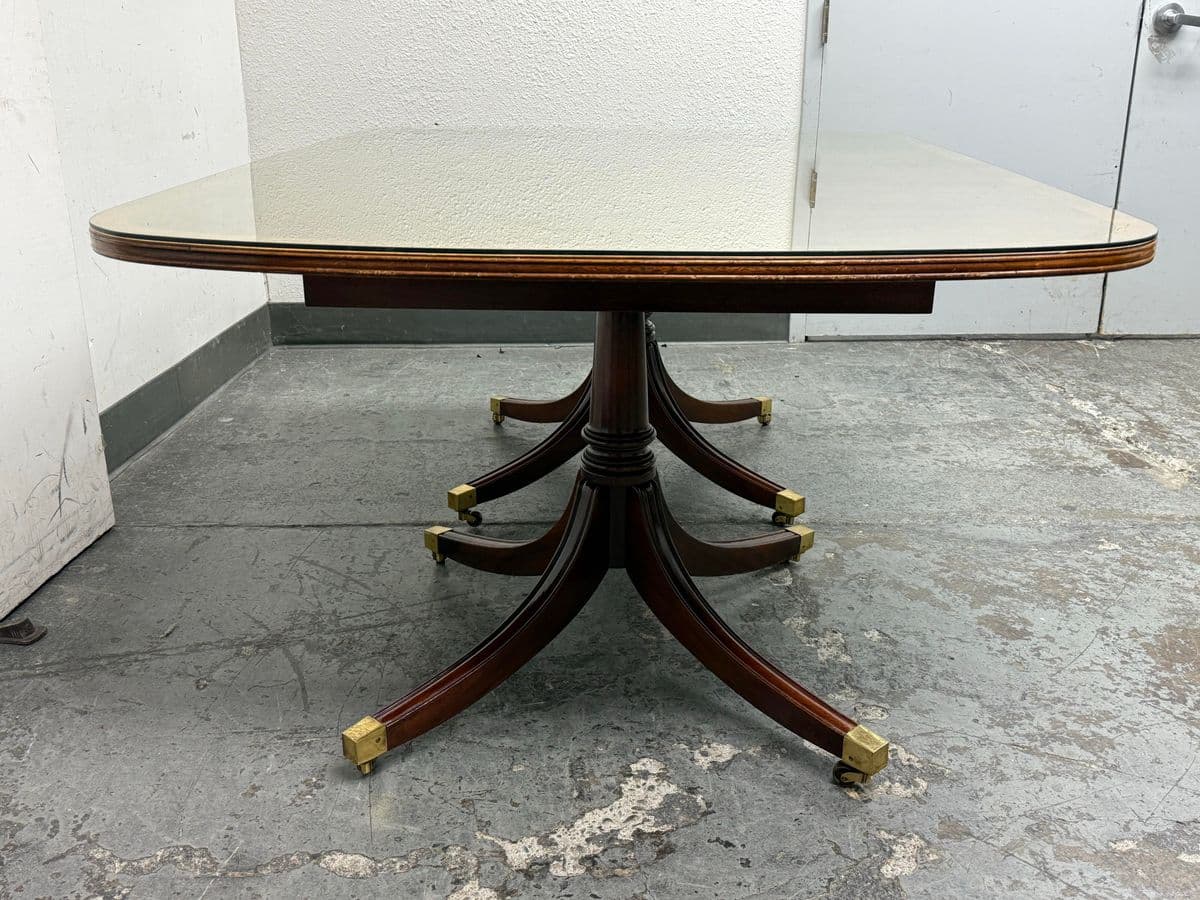 Georgian Satinwood + Mahogany Double Pedestal Dining Table - Thumbnail 5