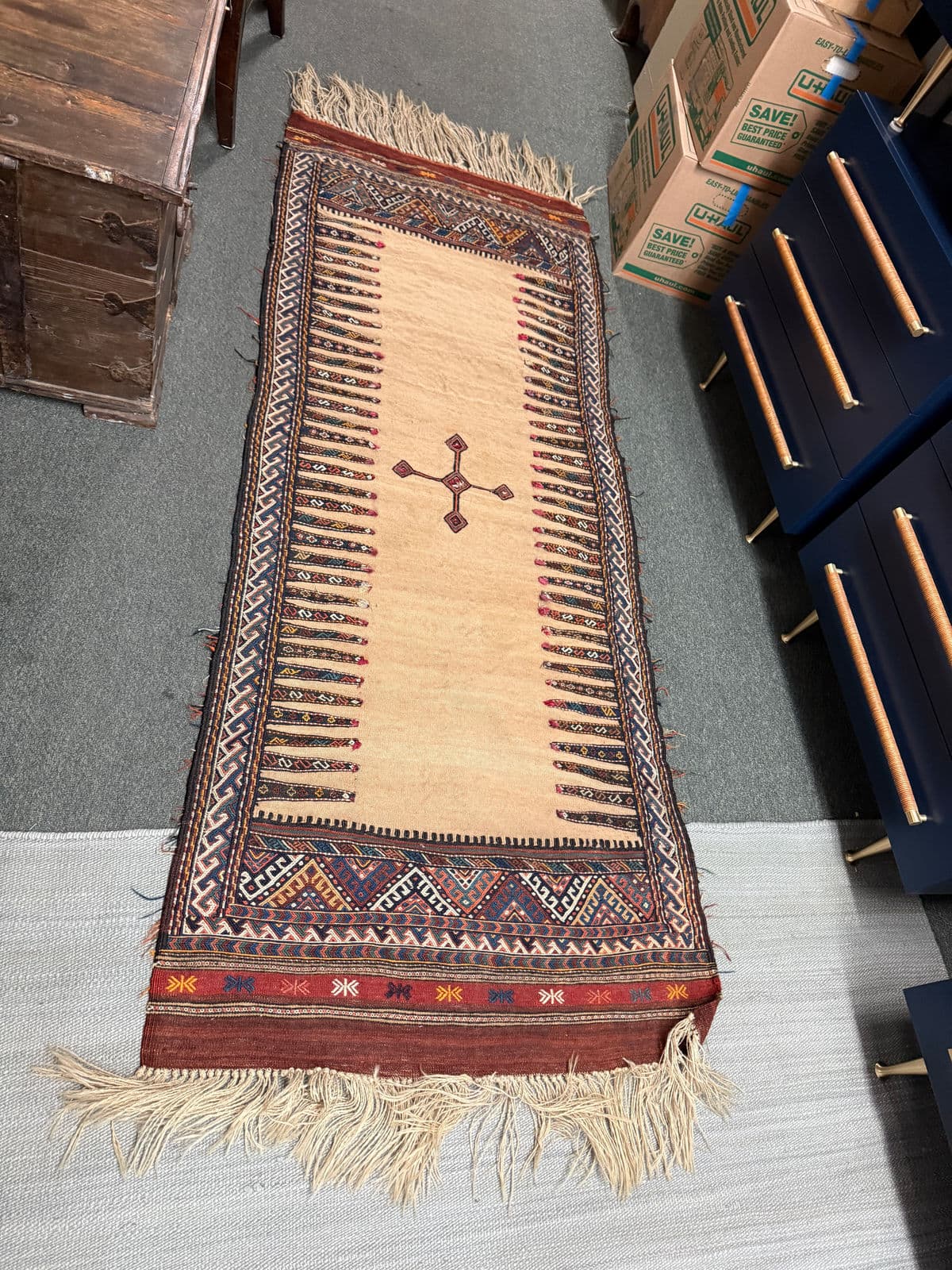 2ft 8in × 7ft 8in Iranian Sumak Kilim Runner - Thumbnail 3