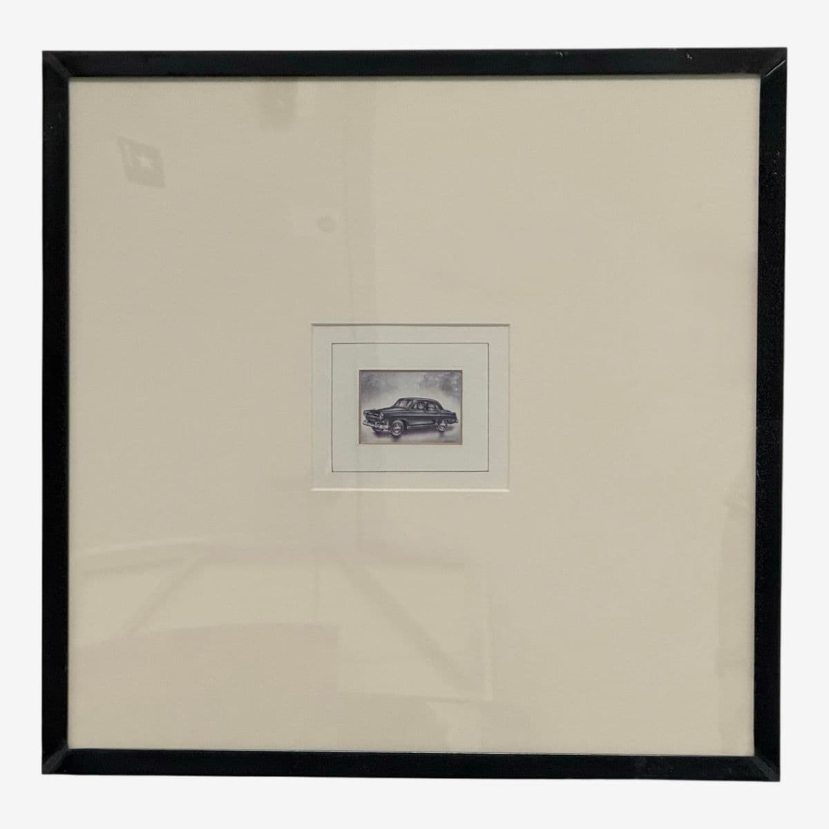 Miniature Volga Etching in Thick Off White Matte, Metal Framed - Image 1