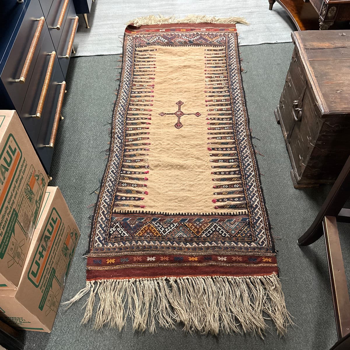 2ft 8in × 7ft 8in Iranian Sumak Kilim Runner - Thumbnail 13