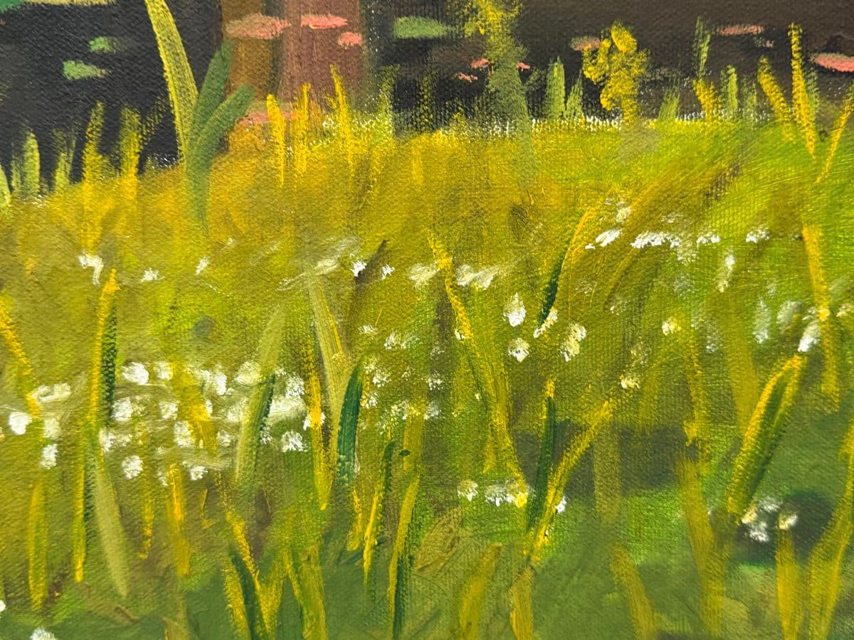 Impressionist Acrylic on Canvas Dock on a Pond Landscape Painting - Thumbnail 5