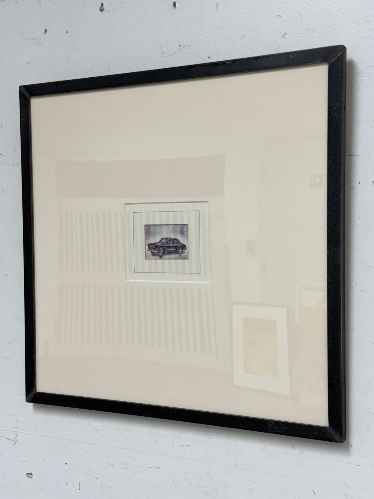 Miniature Volga Etching in Thick Off White Matte, Metal Framed - Thumbnail 3