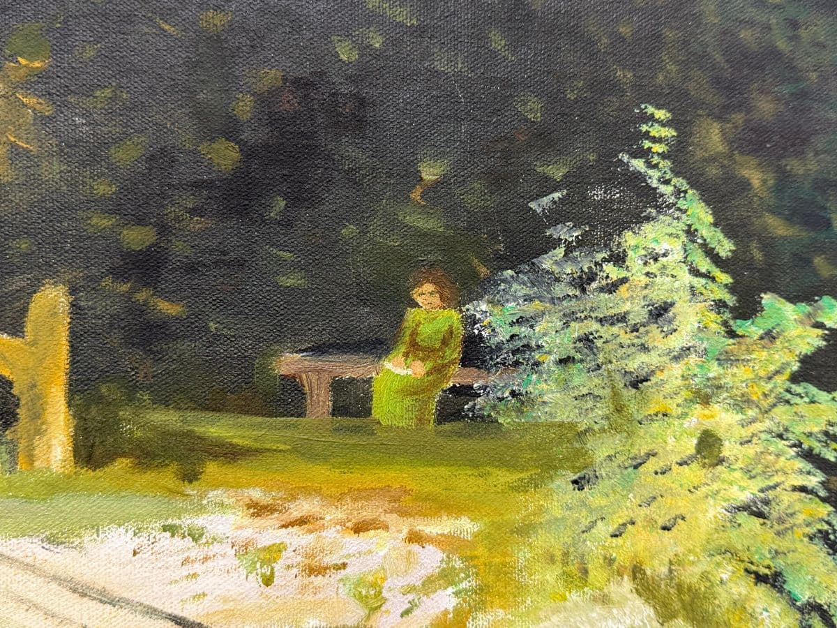 Impressionist Acrylic on Canvas Dock on a Pond Landscape Painting - Thumbnail 12