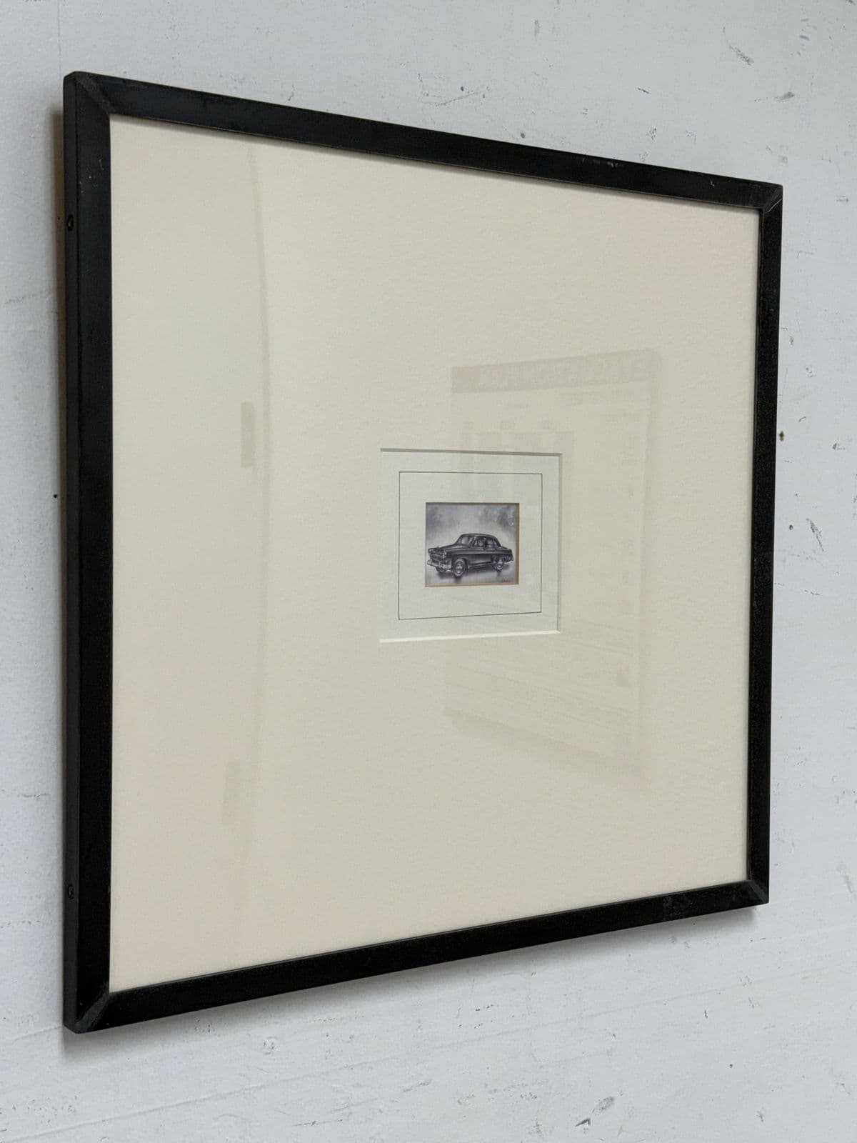 Miniature Volga Etching in Thick Off White Matte, Metal Framed - Thumbnail 4