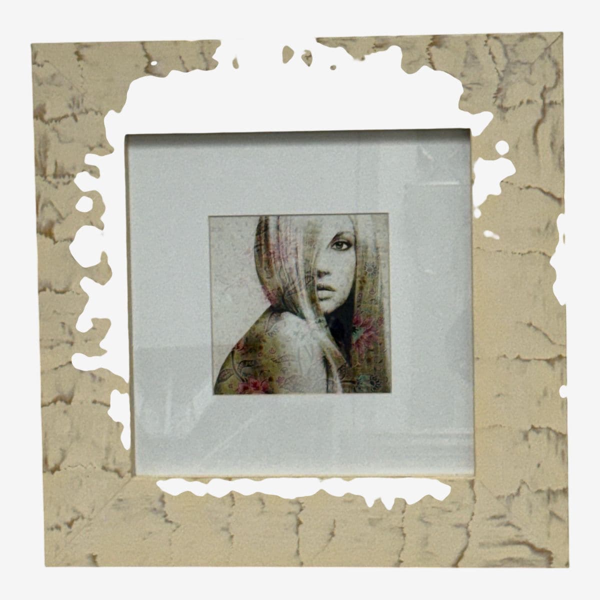 Portrait of Woman With Paisley Overlay, Framed - Image 1