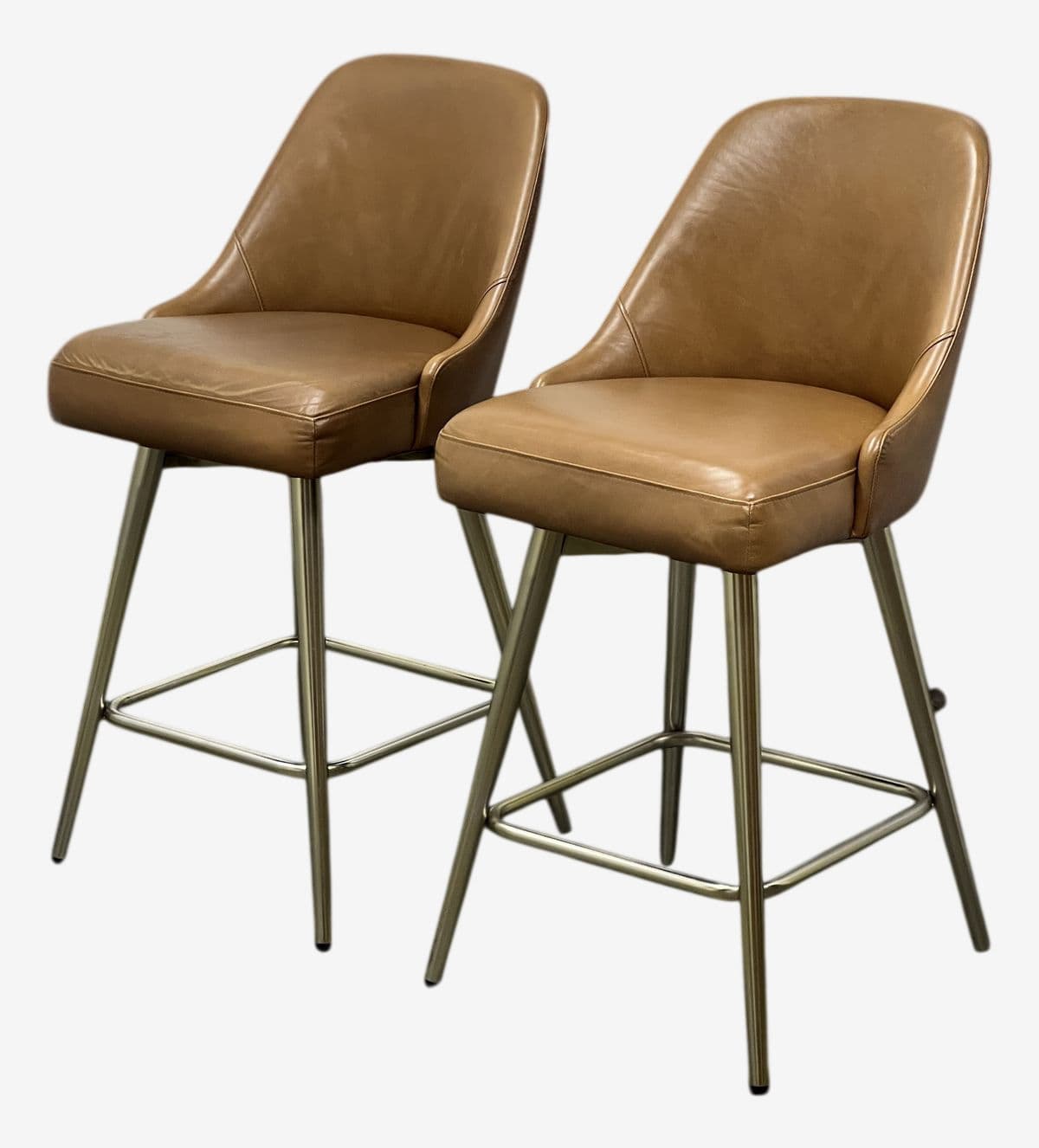 West Elm Mid Century Swivel Counter Stools, Pair - Image 1