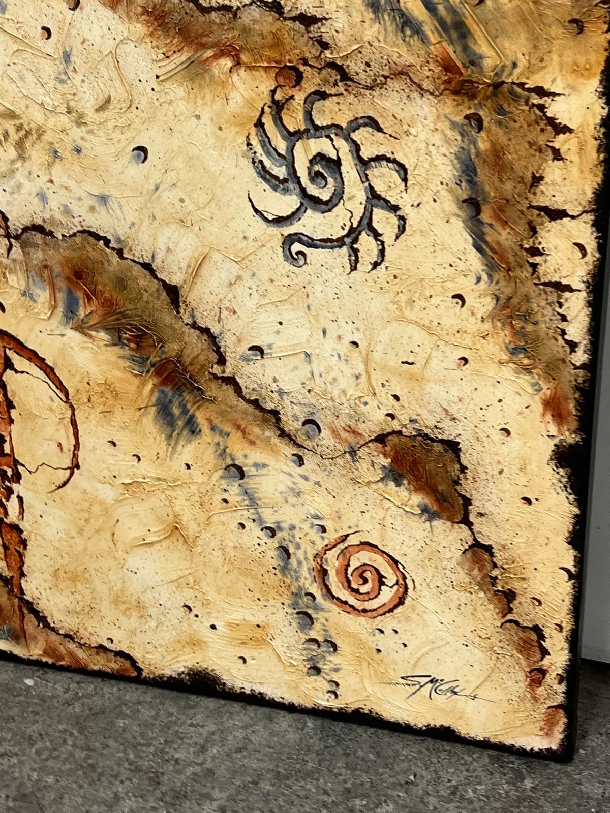 Circa 2002 Stephen K. McCullough. “Bird Headed Shamans” Original Acrylic Indian Painting - Thumbnail 12