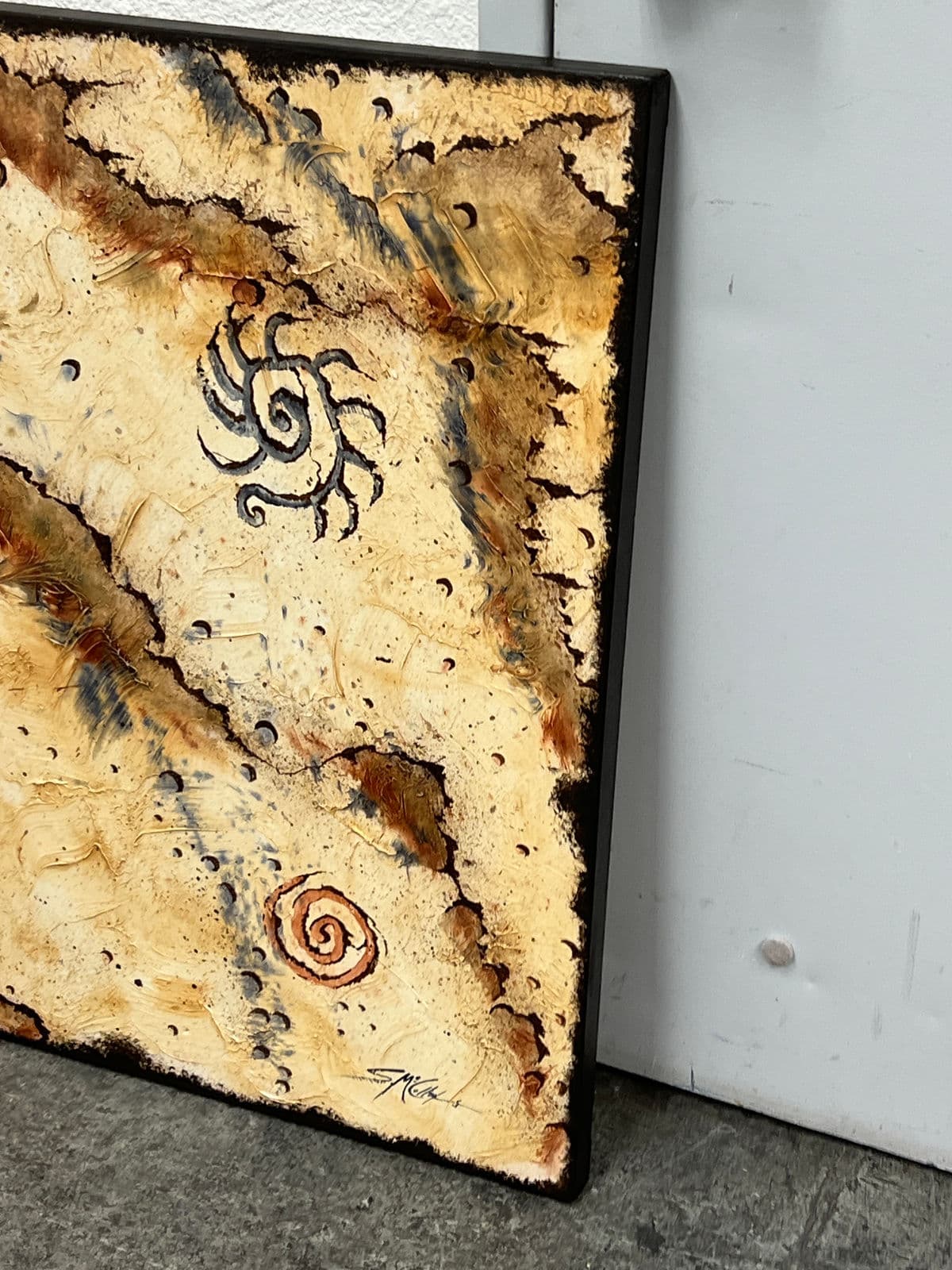 Circa 2002 Stephen K. McCullough. “Bird Headed Shamans” Original Acrylic Indian Painting - Thumbnail 7