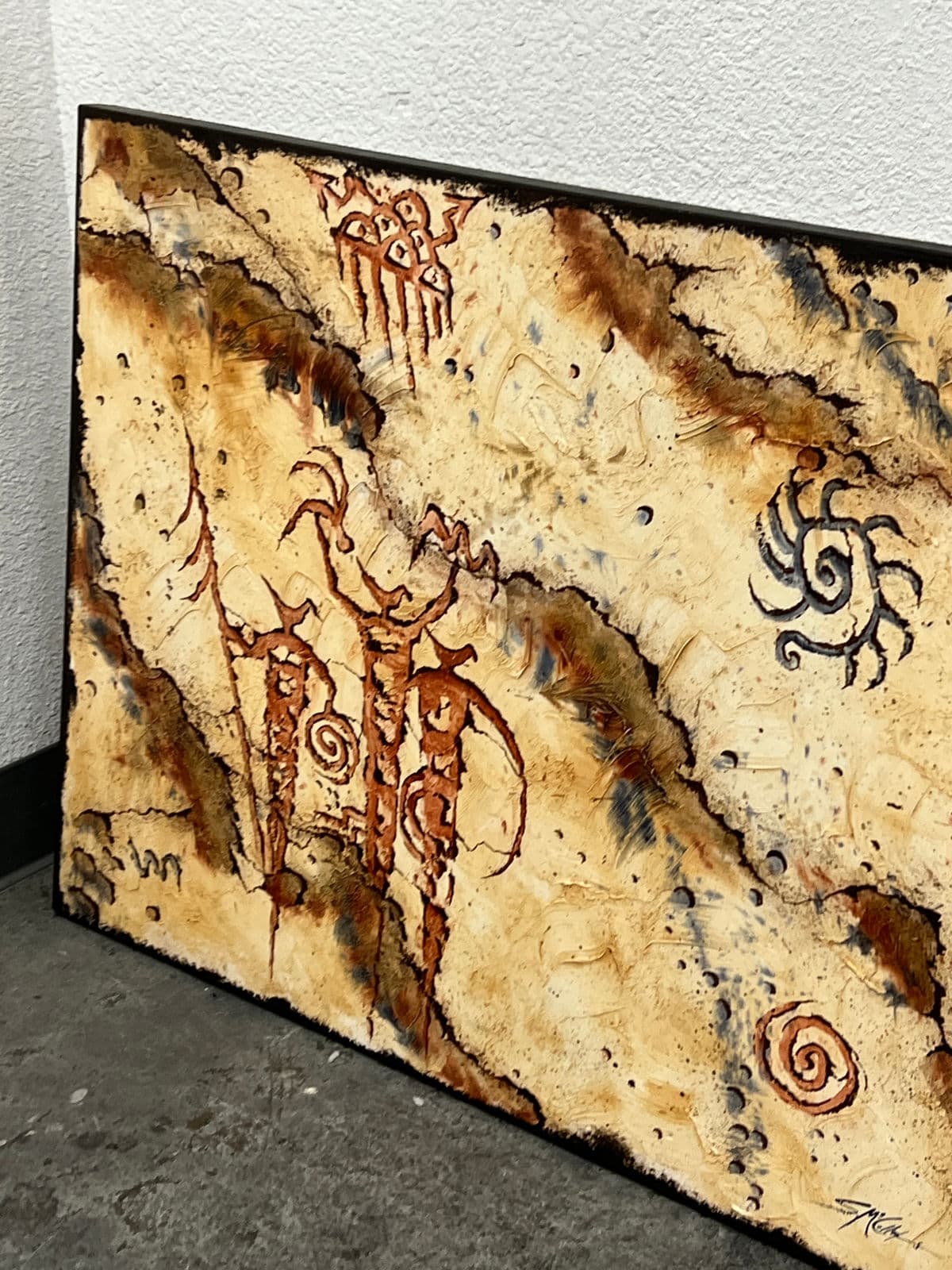 Circa 2002 Stephen K. McCullough. “Bird Headed Shamans” Original Acrylic Indian Painting - Thumbnail 13