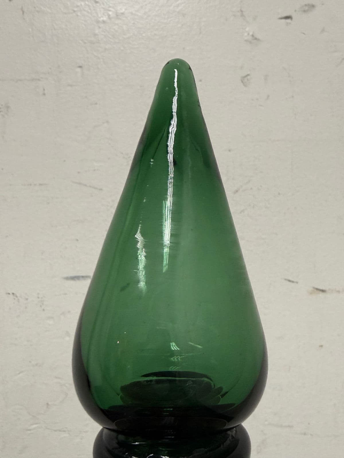Italian Hand Blown Green Vessel With Stopper - Thumbnail 5