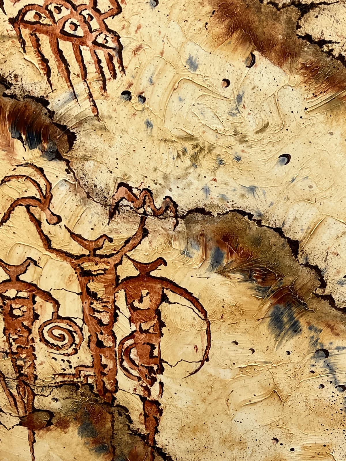 Circa 2002 Stephen K. McCullough. “Bird Headed Shamans” Original Acrylic Indian Painting - Thumbnail 5