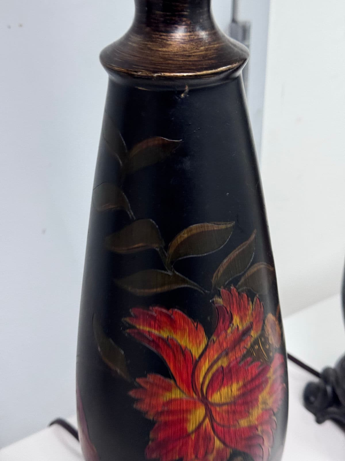 Circa 1990's Chinoiserie Hand Painted Floral Table Lamps, Pair - Thumbnail 7