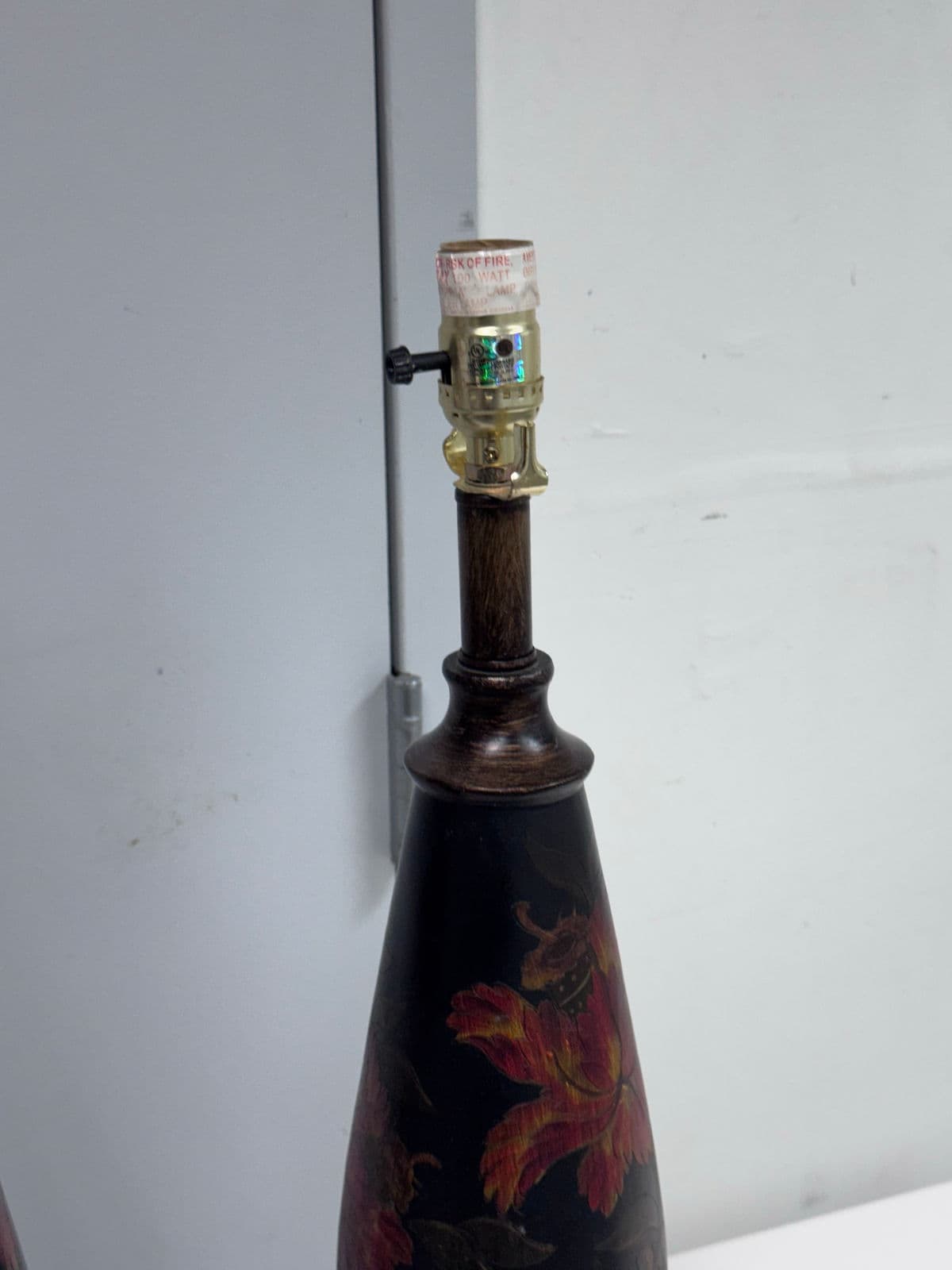 Circa 1990's Chinoiserie Hand Painted Floral Table Lamps, Pair - Thumbnail 5