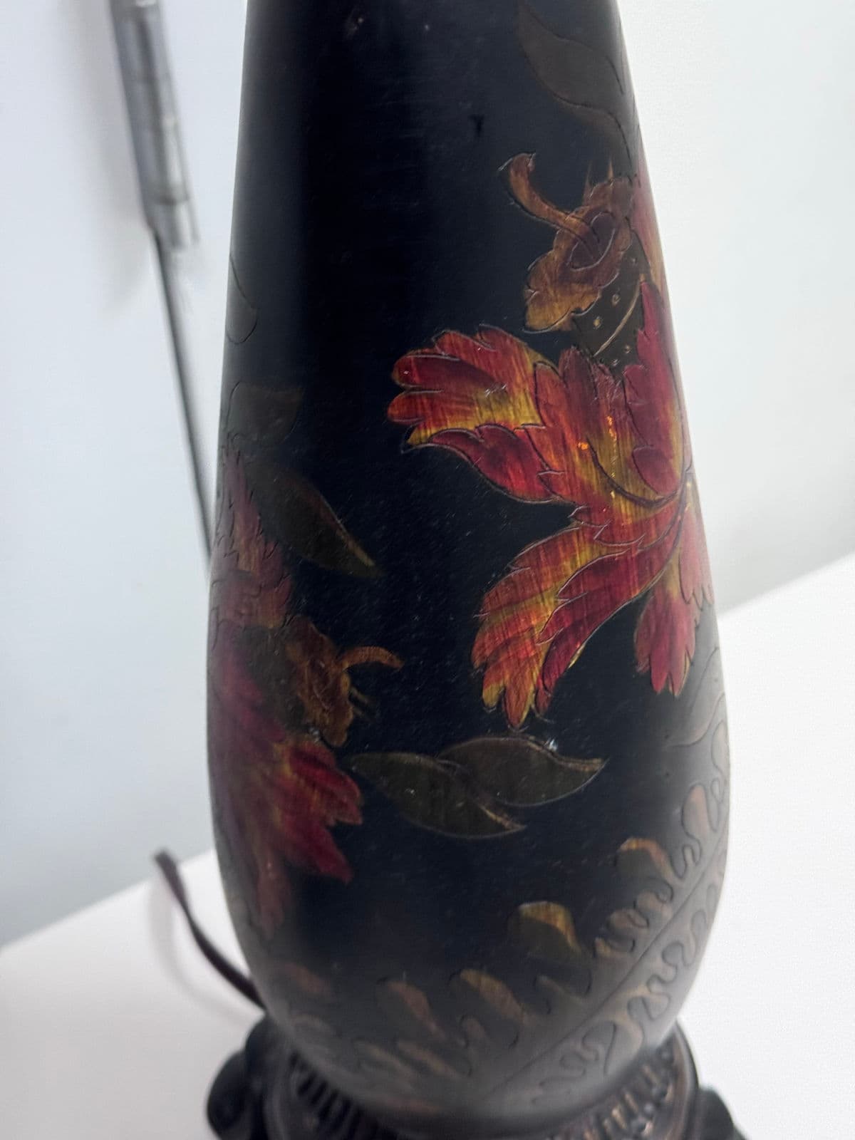 Circa 1990's Chinoiserie Hand Painted Floral Table Lamps, Pair - Thumbnail 8
