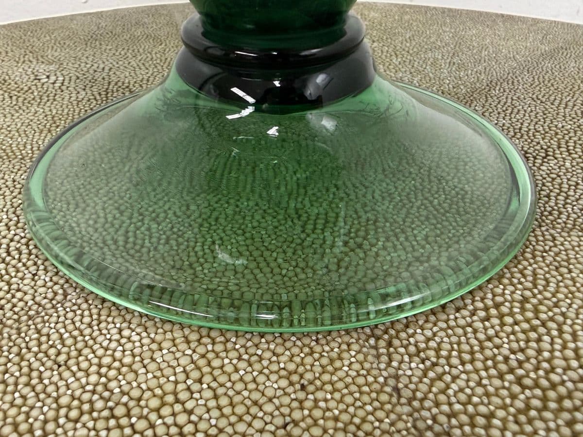 Italian Hand Blown Green Vessel With Stopper - Thumbnail 10